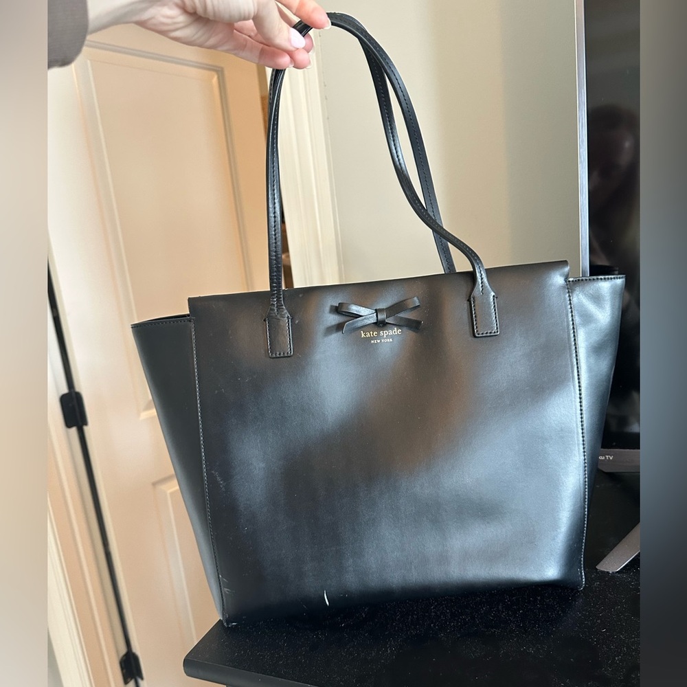 Kate Spade Black Leather Structured Tote